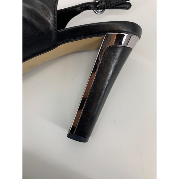 DKNY Black Leather Slingback Pumps with Open Toe Size 9.5 - Picture 8 of 10